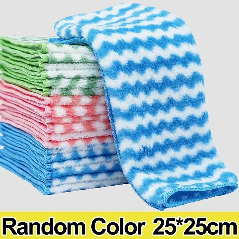 Ultra-Fine Microfiber Kitchen Towels – Soft, Absorbent & Stain-Removing (5/10/20pcs Set)
