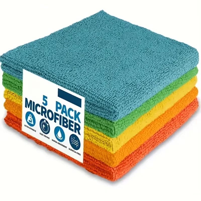 Ultra-Fine Microfiber Kitchen Towels – Soft, Absorbent & Stain-Removing (5/10/20pcs Set)