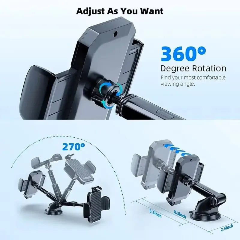 2025 Universal Car Phone Holder – 360° Windshield & Dashboard Mount with Strong Suction for Smartphones
