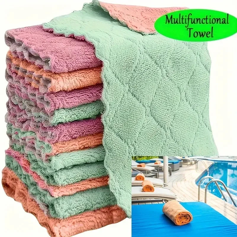 Ultra-Fine Microfiber Kitchen Towels – Soft, Absorbent & Stain-Removing (5/10/20pcs Set)